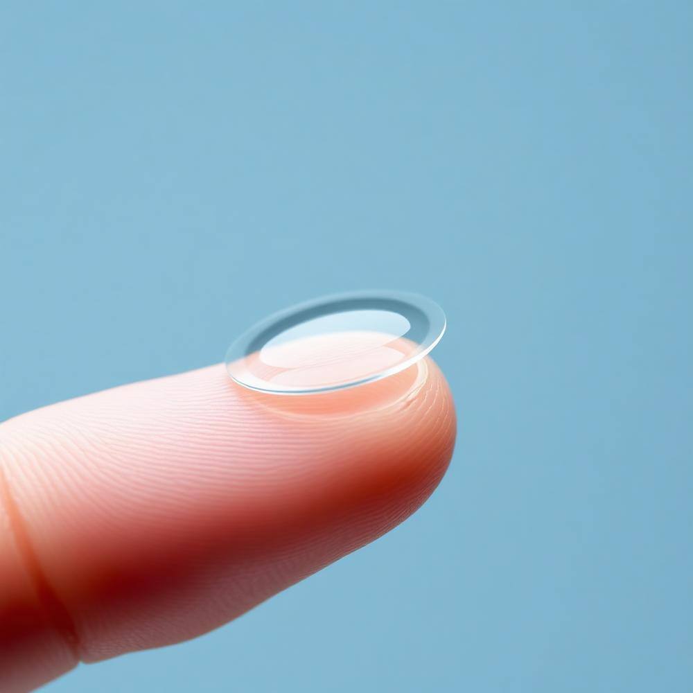 Contact lens on a fingertip